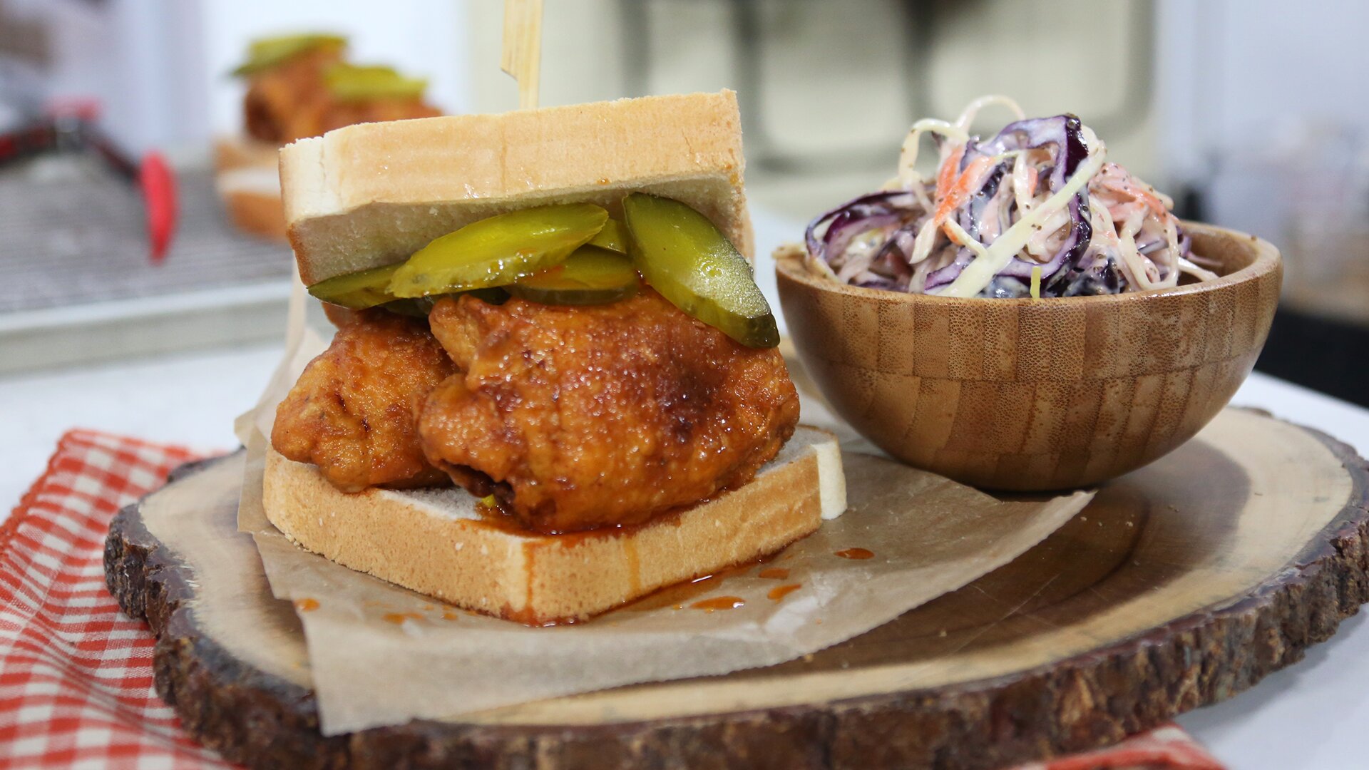 Nashville hot chicken and coleslaw