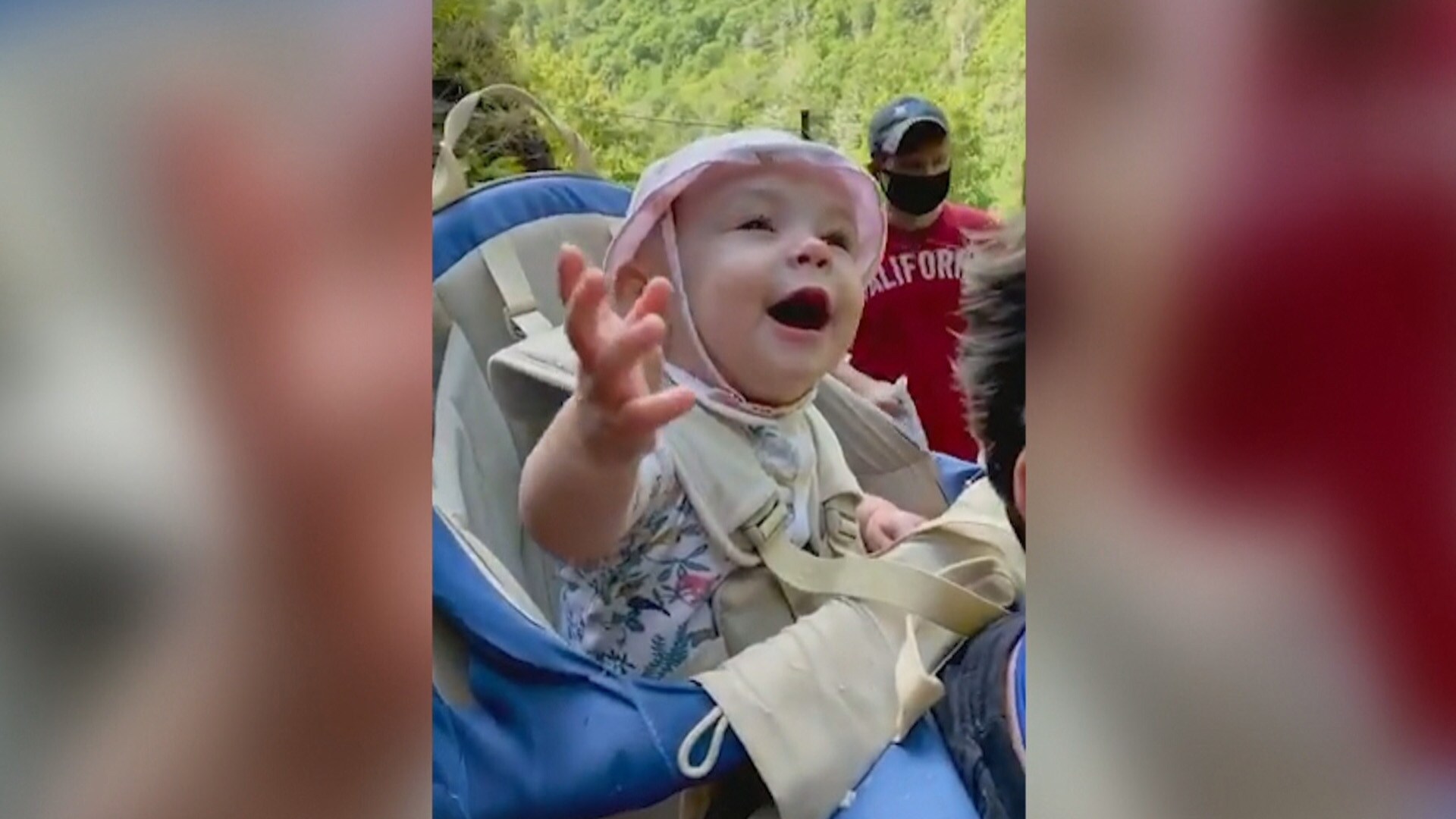 Baby has an adorable reaction to seeing her first waterfall