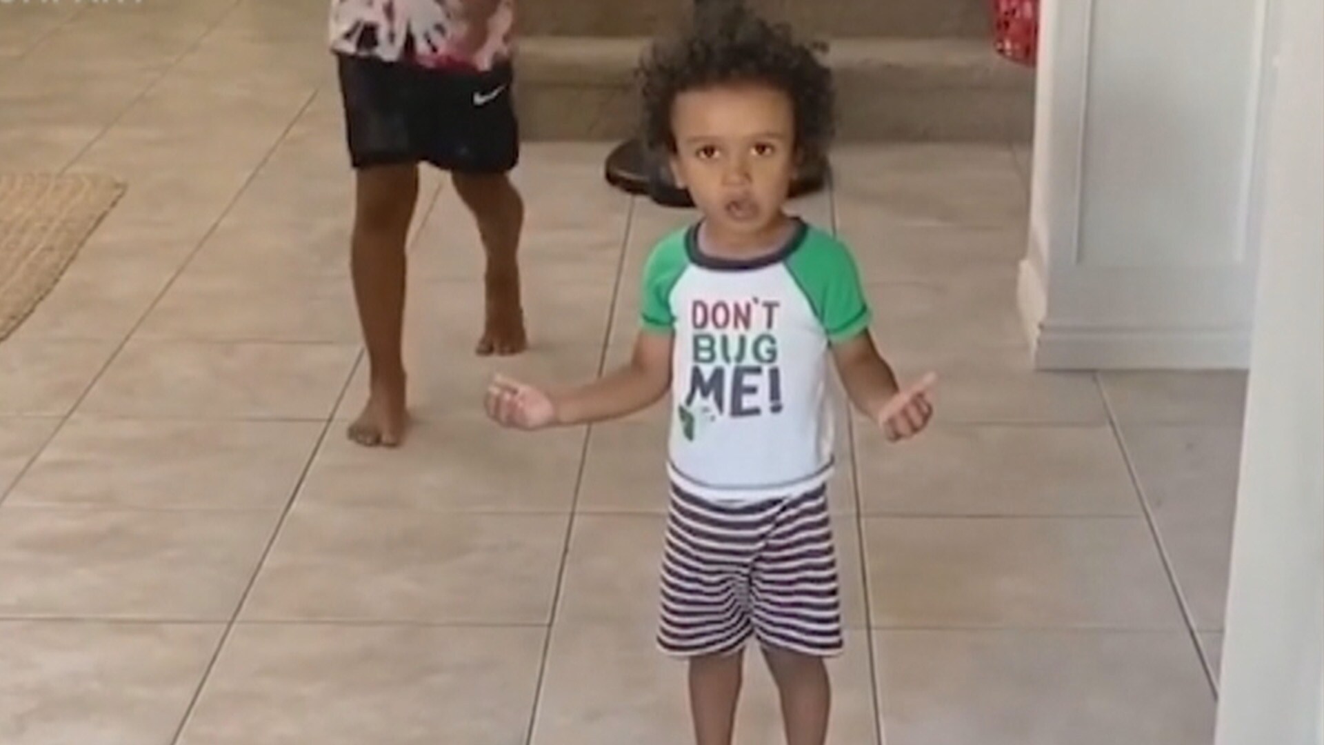 3-year-old has the best reaction to getting called for travelling