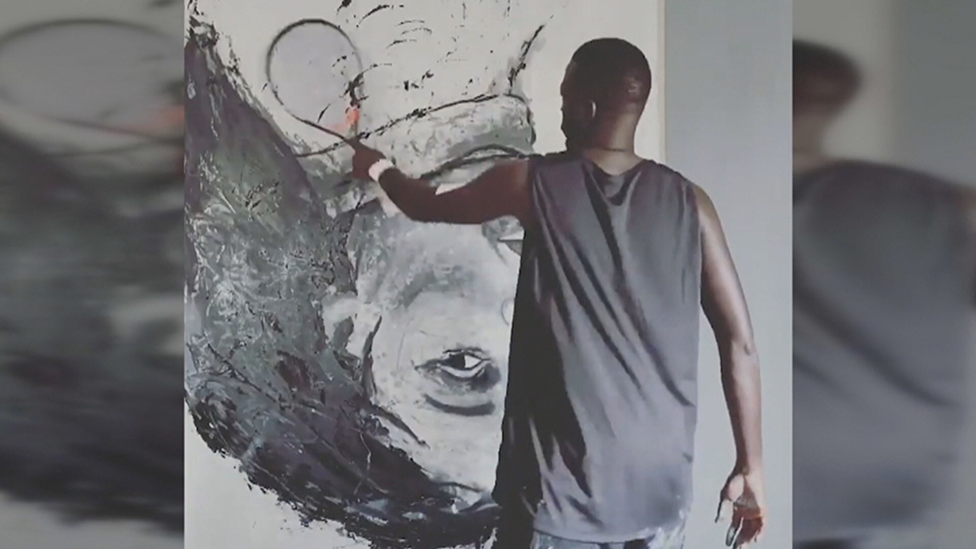 Painter uses different items as a brush to create stunning portraits