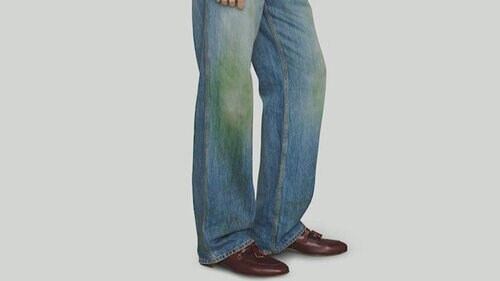 These Gucci jeans come already grass stained and they cost over $1500 These Gucci jeans come already grass stained and they cost over $1500