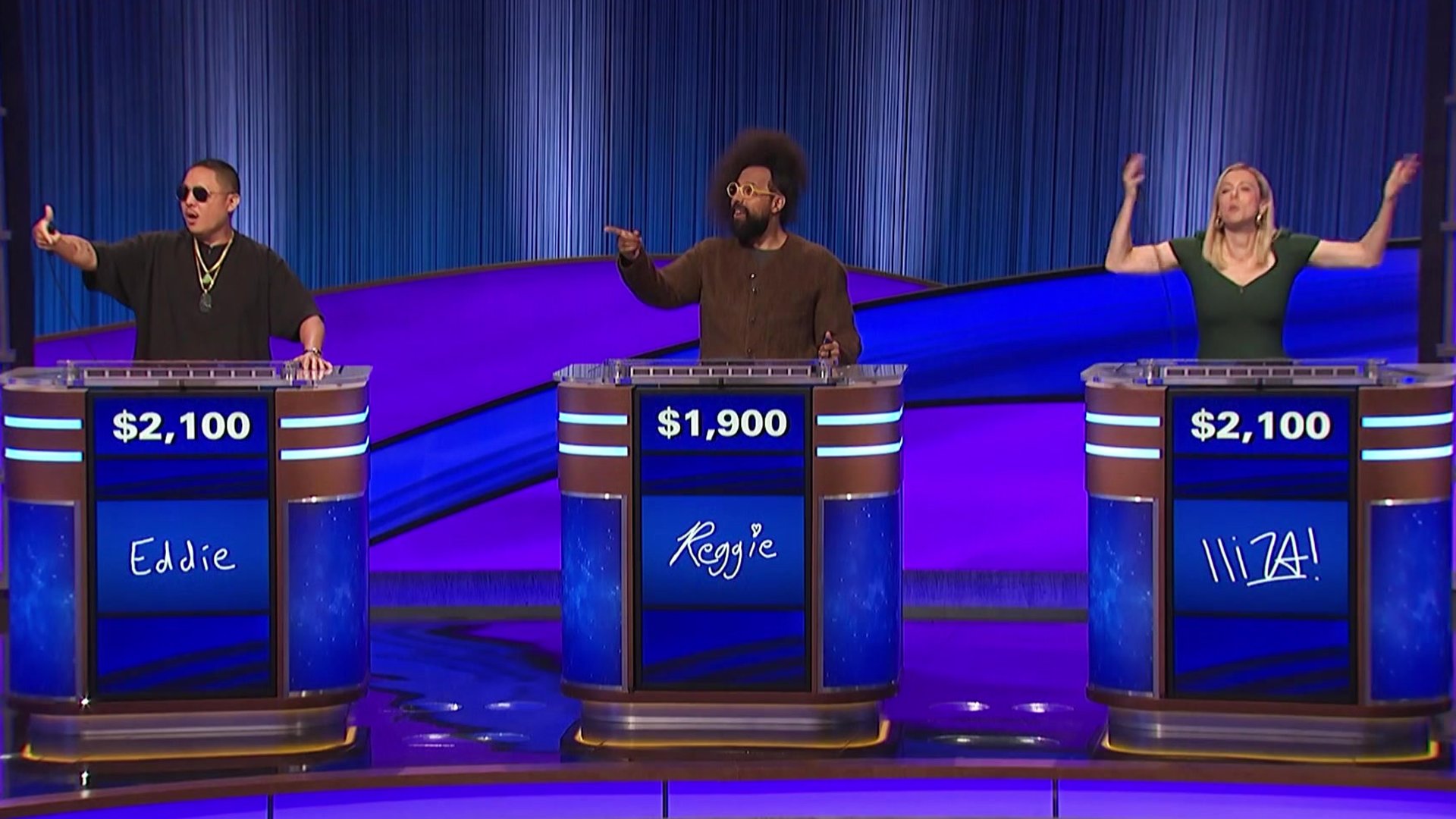 Celebrity Jeopardy! | S1:E2 | Quarterfinal #2: Eddie Huang, Reggie ...