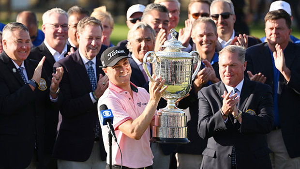 Must See: Justin Thomas receives the PGA Championship trophy