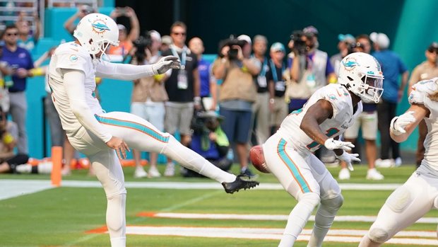 Miami kicker's punt goes off teammate for Bills safety