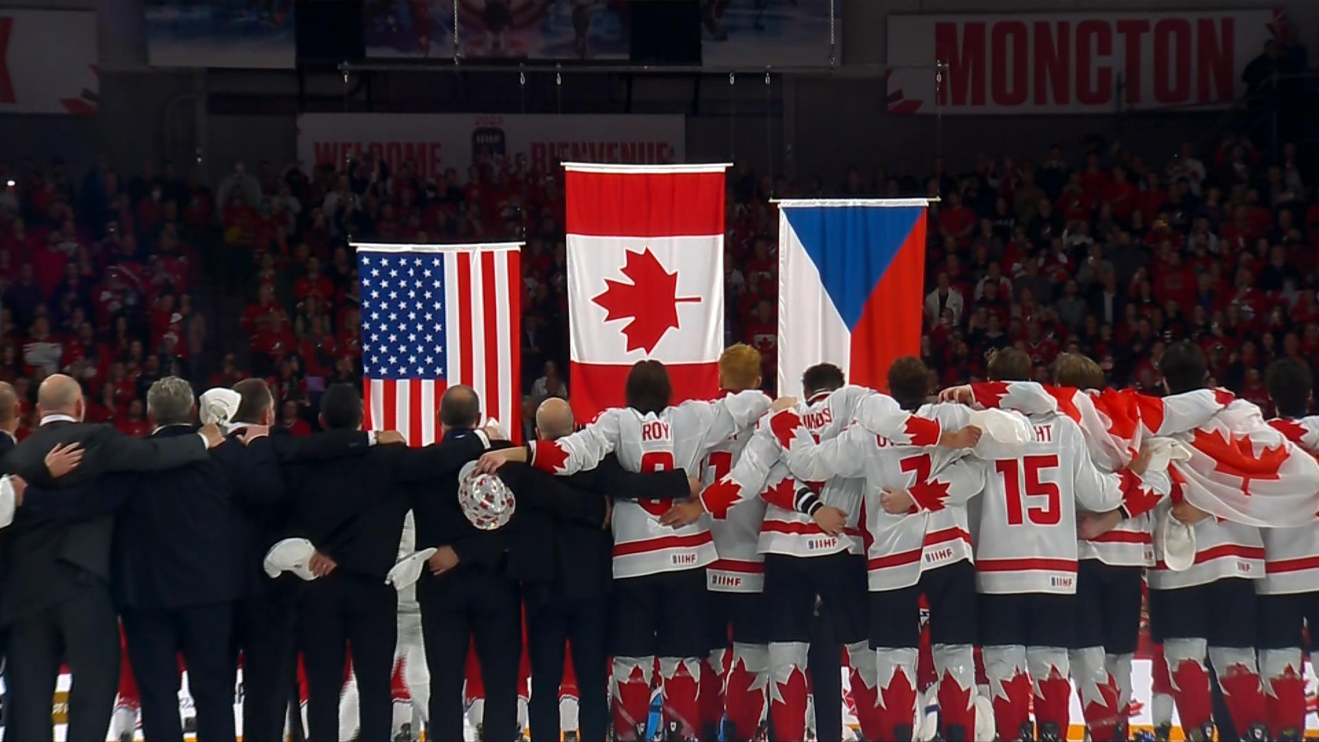 Canada are presented with gold medals at World Juniors Video TSN