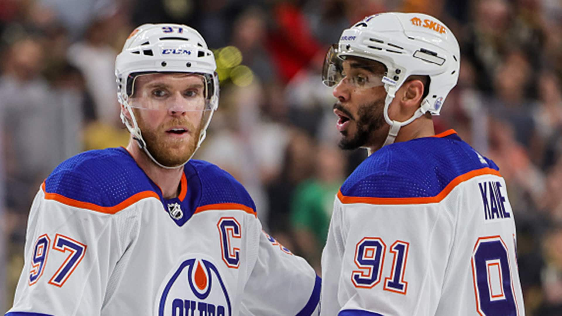 ice-chips--edmonton-oilers--evander-kane-skates-prior-to-matchup