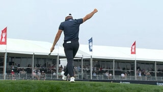 Must See: Hovland one-ups Koepka with eagle on 17 to get the crowd roaring